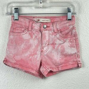 Levi's Shorts Girl's Size 4 Shorty Short Hook & Bar Tie Dye Cut Off Pink White